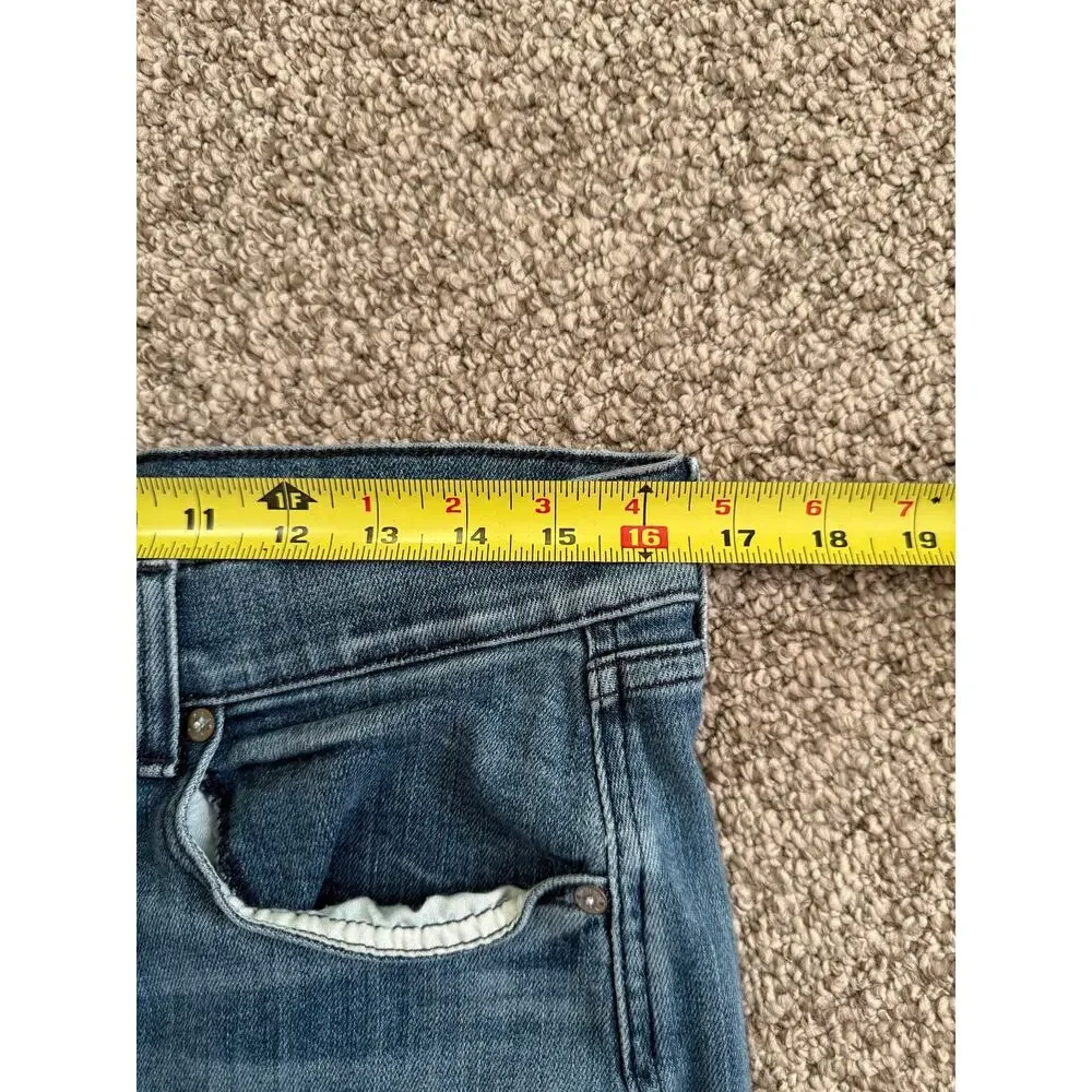 AYR The Bomb Pop Ankle Fray Straight Leg Jeans Classic Blue Wash Size 32
